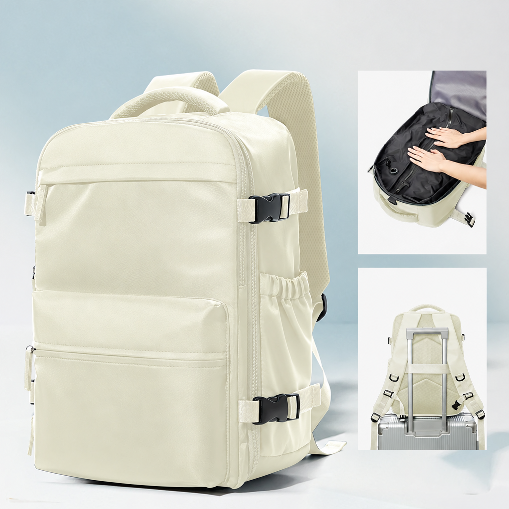 Compression backpack, beige