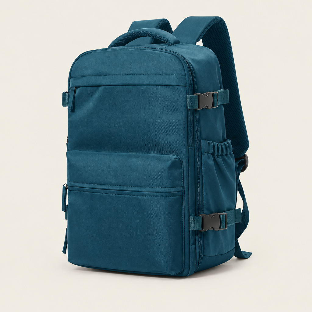 Sac cabine compression bleu paon