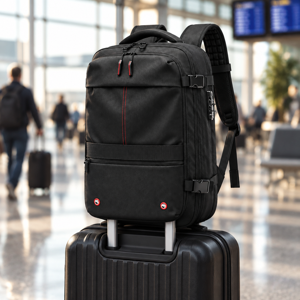Sac compression 17 pouces fixé sur une valise