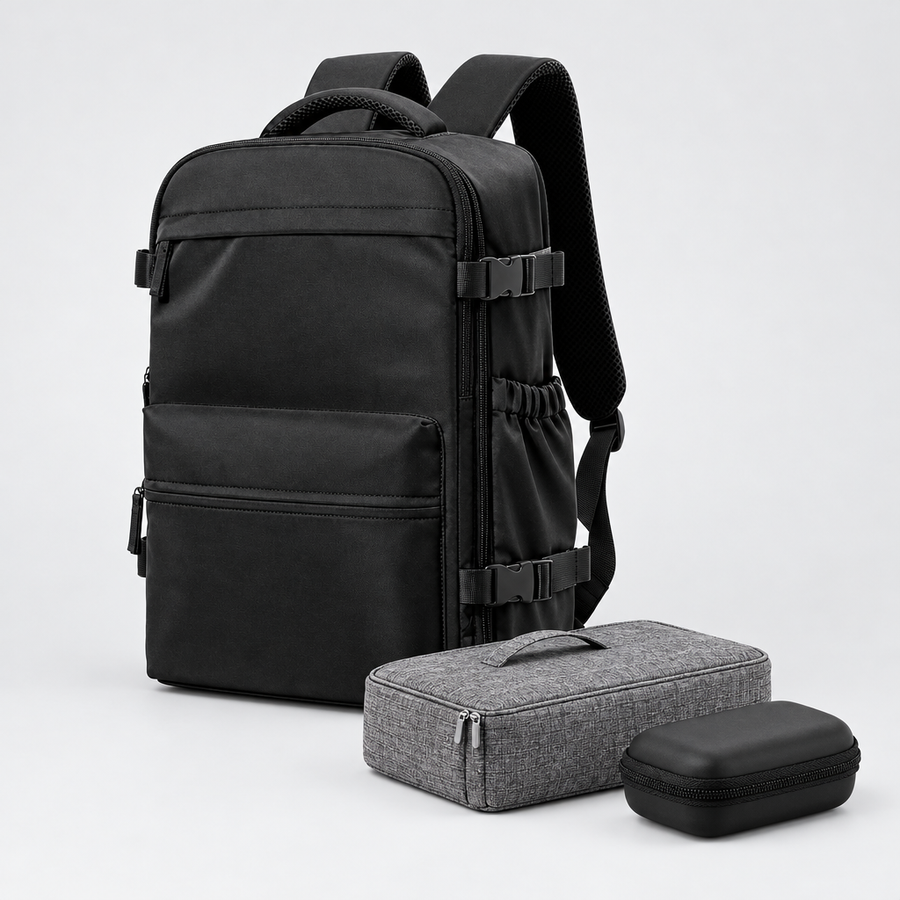 The Carry-On Kit – Compression Backpack + Tech Organizer + Travel Case