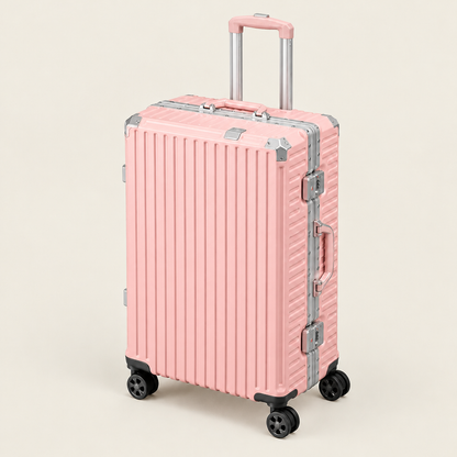 Valise cabine cadre aluminium rose