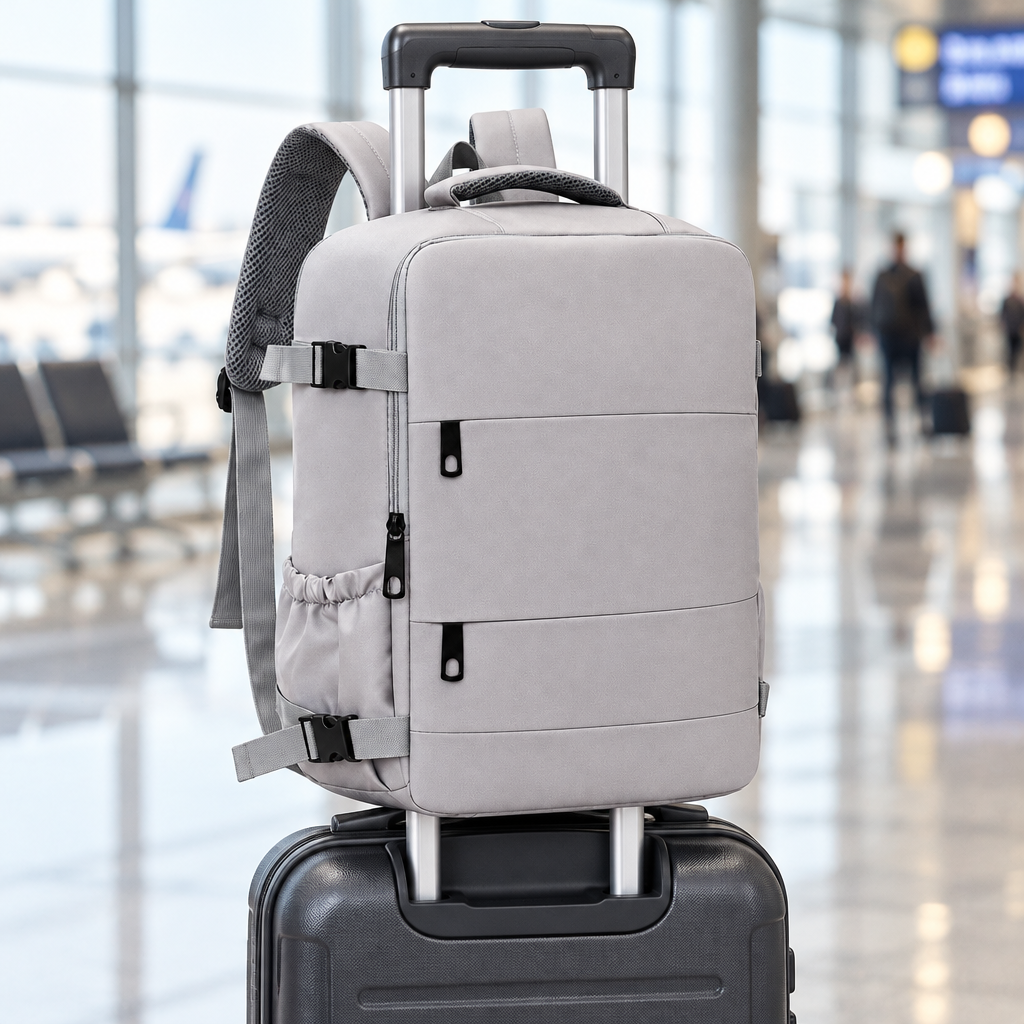 Sac sous-siège 40x20x25 fixé sur une valise