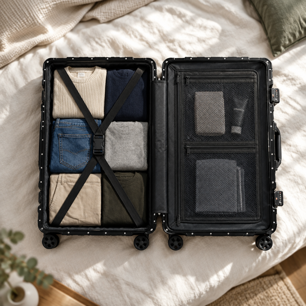 Intérieur de la valise cabine cadre aluminium