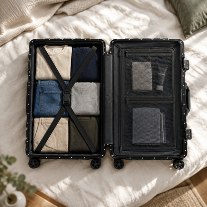 Intérieur de la valise cabine cadre aluminium