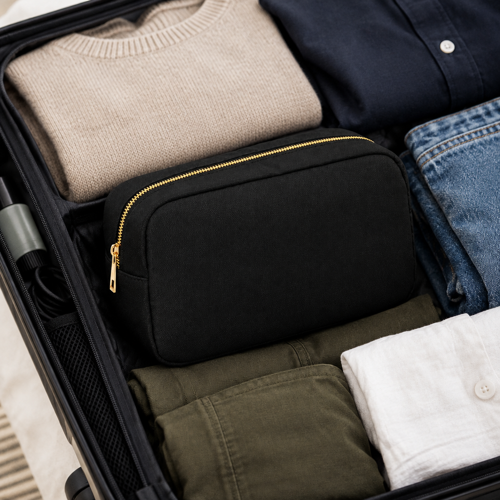 Trousse de toilette dans une valise