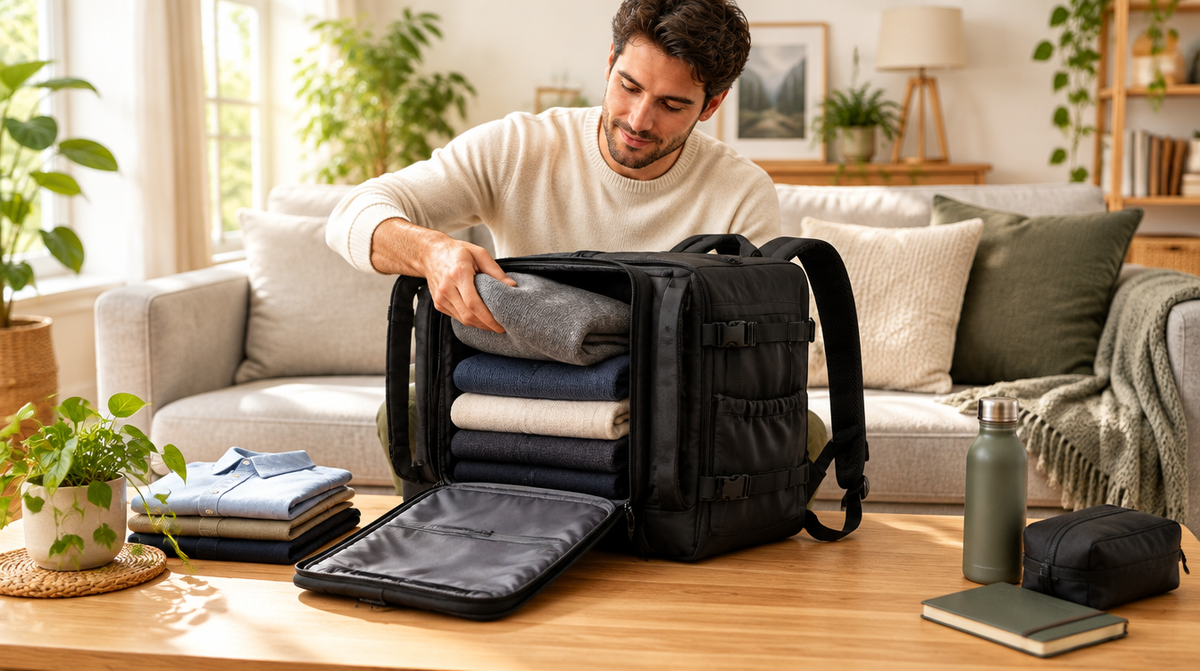 Préparation du sac cabine à compression
